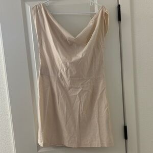 Elegant Cream One Shoulder Mini Dress